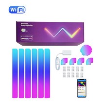 와이파이 스마트 글라이드 LED 벽 조명 RGBIC 블루투스 앱 음성 제어 음악 야간 TV 배경 게임 룸 장식, [04] WiFi6 Lamps, [02] US Plug
