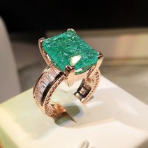 2022 새로운 패션 18K 골드 에메랄드 파라바 커플 반지 여성을 위한 전체 다이아몬드 지르콘 약혼 발렌타