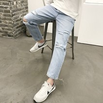 용된다 남자 여름 찢어진 디스트로이드 청바지