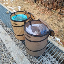 캠핑지구 캠핑 팝업 쓰레기통 쓰레기봉투 걸이, 팝업쓰레기통(카키/일반)