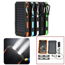 태양광 태양열 충전기 배터리 휴대용 파워뱅크 고속충전 차박 차량 듀얼 usb diy 전원 은행 케이스 키트 led 라이트 com pass 방수 손전등 야외 토치, 초록