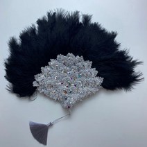 큰 크기 디자인 아프리카 오렌지 깃털 팬 숙 녀 웨딩 신부 더블 사이드 나이지리아 꽃 Handfan 너슬 부채, [01] 35cmx45cm, double side 38