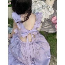 퐁순싸롱 스퀘어넥 백리스 프릴 나시 리본 코튼 롱 원피스 SY