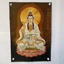 중국 정교한 실크 자수 행운 보살 geomantic thangka 그림 벽화 가정 장식 4, 60x90