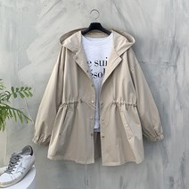 [봄신상무배]메르 후드 허리 스트링 하프 야상 점퍼