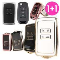 바이어블 1+1 르노삼성 전차종 차량용 TPU 풀커버 키케이스 키홀더 / SM6 QM6 XM3 카자르 클레오스, 04. 3버튼 D타입 (VA-TA45), 화이트골드, 화이트골드