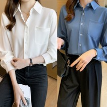 데일리 오피스 베이직 블라우스 셔츠 여성 남방 긴발
