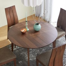 베스트리빙 [리퍼상품] 6인까지 사용가능한 원형 확장형 원목 테이블 책상 식탁(단품), 월넛