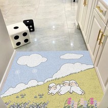 록신 토끼 캐릭터 현관 바닥 매트 입주문 바닥 매트 미끄럼 방지 발 매트, 귀여운 양, 40*60cm