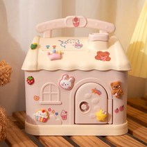 파스텔 DIY 하우스 저금통 동전 지폐 어린이 선물, 핑크