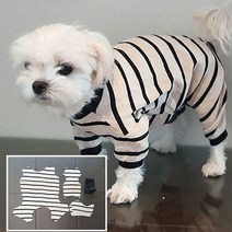 강아지옷(반제품 재단패키지) 올인원 -스트라이프 오트밀블랙
