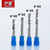 라우터 비트 HUHAO-6mm 싱글 플루트 나선형 커터 3A 품질 CNC 라우터 비트 목재 아크릴 PVC MDF 엔드, 06 6mmX6mmX28mm