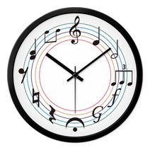 음표 음악 학원 교실 노래 피아노 개업선물 벽시계, HD0053 블랙 메탈 프레임_14인치