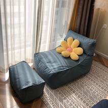 빈백 안락소파 쇼파 1인 왕쿠션 방수 가죽 가구 휴식, 진갈색