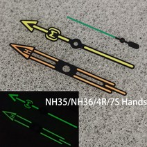 벽시계수리 NH35 패션 시계 바늘 NH35/NH36/4R/7S 무브먼트용 녹색 발광 수정 포인터