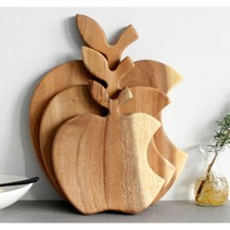 나무결 예쁜 사과모양 카페 디저트 도마 손질도마