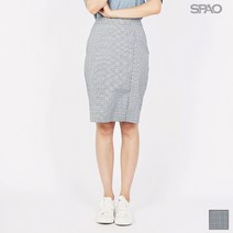 스파오 QR H라인 체크 미디 슬릿스커트 SPWH838G88