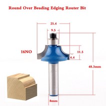 도구 1pcs 8mm 샹크 우드 라우터 비트 스트레이트 엔드 밀 트리머 청소 플러시 코너 라운드 코브 박스 밀링 커터, 16 16NO