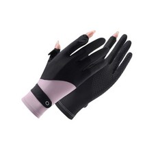 볼링장갑 아대 테이프 엄지 손목 야외 여름 여성 사이클링 운전 장갑 광선 방지 보호 터치 스크린 미끄럼 빠른 건조 통기성 아이스 실크 신제품, Black