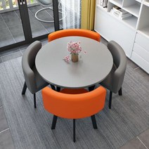 북유럽 4인용 대리석 세라믹 원형 스퀘어 테이블세트 가죽의자 거실라운지식탁 홈카페, D