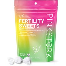 Pink Stork Fertility Sweets 여성용 유기농 딸기 석류 불임 보조제 산전 비타민 엽산 B6 ampamp Zinc Drop 호르몬 밸런스 하드 캔디 30정