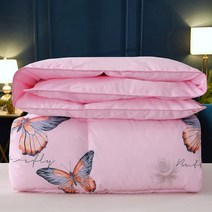 포근한 구스이불 화이트 겨울이불 다운 누빔 헝가리 거위털 사계절 특급호텔 배게 구스 봄가을, 나비-핑크