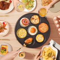 멀티 쿠커 에그쿠커 달걀후라이 팬케이크 구이용 전기미니쿠커 스마트전기냄비 프라이팬, 단일사이즈, 시판 7구 오믈렛 냄비 + 4구 냄비