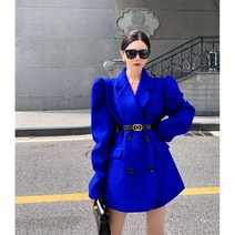 여성코트 여성 코트 2022 봄 뉴 울 혼합 프랑스어 긴 사무실 레이디 전체 단색 빈티지 느슨한 여성 코트 모든 경기 유로 아메리카 스타일