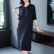MOSAIRATION 여성 춘추용 블랙 원피스 후드 니트 루즈핏 이너원피스 M-4XL SFW0707014