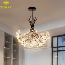 TOMAXIN 민들레 크리스탈 LED 샹들리에 현대 꽃 따뜻한 조명 침실 식당 연구 홈 조명 매달려 램프 조명기구, 19Heads, 중립 조명, 검정