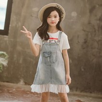[바로배송]주니유니 주니어 샤멜빵치마 주니어멜빵치마 초등학생멜빵치마 주니어데님멜빵치마