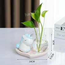1+1 골드프레임 수경식물 비커 화분 유리 럭셔리 꽃병 장식품 인테리어, 24. 블루 유니콘 수경법