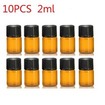 10Pcs 1/2/3/5ml 미니 에센셜 오일 병 샘플 항아리 오리피스 브라운 감속기 및 캡 리필 용 유리 화장품 용기, [02] 10PCS 2ml