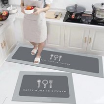 이누아 빨아쓰는 소프트 규조토 발매트 욕실 화장실 물기 흡수 발매트, 그레이 HAPPY HOUR IN KITCHEN