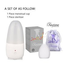 생리컵 생리컵과 살균기 세트 건강 관리용 배수 밸브 생리컵 자외선 소독 자외선, 1 컵 1 살균기, 4-s