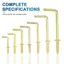 20pcs 스퀘어 벤드 후크 키트 황동 도금 L 자형 직각 나사 후크 셀프 태핑 나사 걸이 용 후크, 20개, 1-1/4