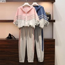 TANC여름 여성 트레이닝 세트/조거바지/반팔자켓/후드티