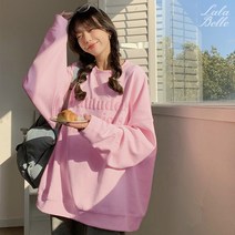 라라벨 여성용 기모 루즈핏 맨투맨 그래터 프린팅 기모맨투맨