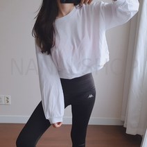 나날샵 오버핏 맨투맨 크롭티 빅사이즈 티셔츠 여성 숏
