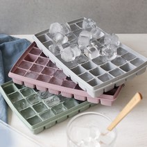 40구 실리콘 아이스 몰드 용기 뚜껑 큐브 얼음통 마늘 그릇 예쁜 모양 만들기 다진 틀, 다크그린