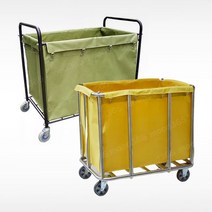 호텔 객실 빨래 바구니 린넨 빨래통 스틸 햄퍼 수거함, 사각 그린 리넨