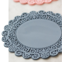 [국산] 더블제이 4P 플라워 레이스 실리콘 티코스터 컵받침 소+중+대 10cm 12cm 14cm, 4개, 대(14cm), 인디핑크