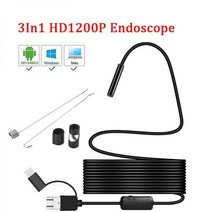 내시경 카메라 HD 2MP 8 LED 8mm Len 1M 5M 안드로이드 USB IP67 방수 검사 튜브 OTG 전화 720P 123921, Hard cable, 01 Hard cable_03 1m