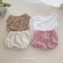 (당일출고)여름 베이비 브라운 베베 나시 블루머세트 돌전 돌후 신생아옷 아기선물