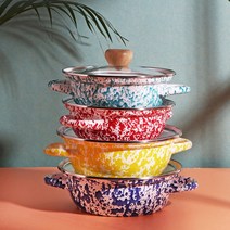 4컬러 마블 양수 법랑 냄비 인덕션용 2사이즈 라면 국수 전골, 레드, 전골냄비 21cm