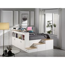 스텝스 평상형 수납 계단 침대 풀세트 + 매트리스 SET, 스텝스 Q 수납+계단+프레임, 파워스프링Q