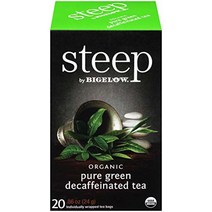 Steep 유기농 녹차 석류 20개입 박스 인증 글루텐 프리 코셔 차 호일 포장 백 USA 미국, Pure Green Decaf