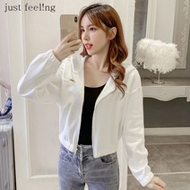 just feel!ng 캐주얼 얇은 코트 반짝원단 소녀 슬림핏 긴팔 가디건 가을 숏 후드집업