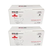 미스미스터 KF-AD 국산 비말차단 마스크 성인용 대형 50매입 x 2통, 2개, 50개