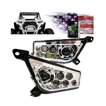 SLK-Lights PREMIUM (BLACK) RZR LED 헤드라이트와 폴라리스 일반 900s 면도기 1000 XP 터보 (장착물 2015-2021) (NON Halo Bl, NON Halo Chrome